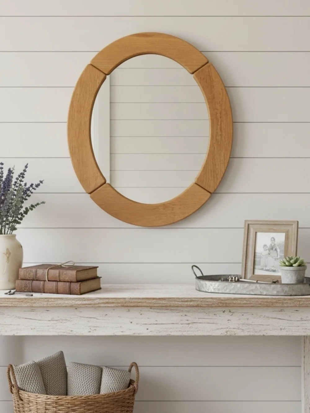 Rare Vintage Swedish Pine Framed Mirror